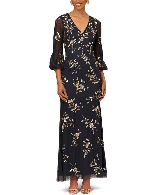 women's stylish dressesAidan Mattox Beaded V-Neck Gown