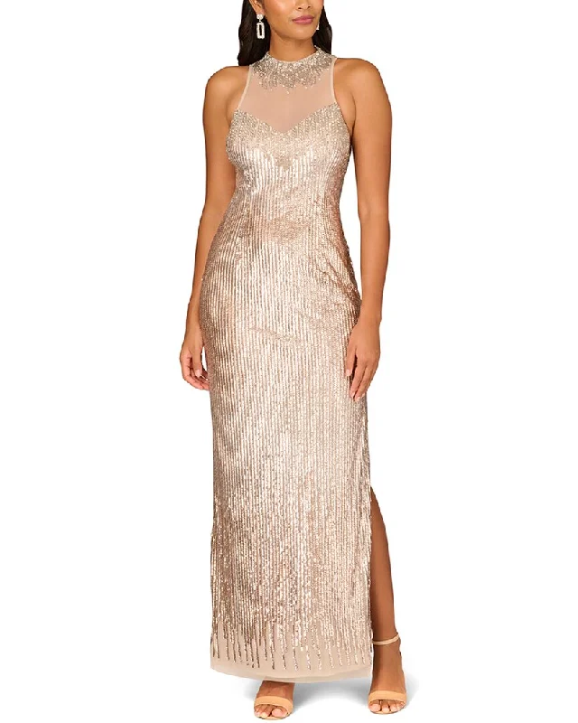 women's wrinkle-resistant dressesAidan Mattox Fully Beaded Column Gown