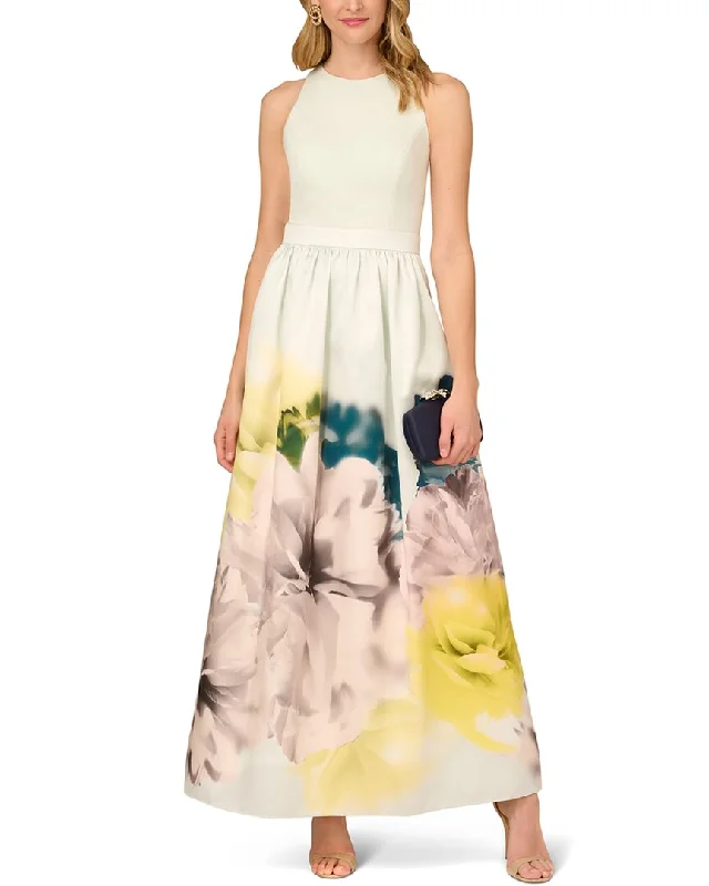 women's machine-washable dressesAidan Mattox Printed Twill Ballgown