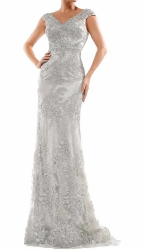 women's wrap dressesEmbellished Gown In Silver