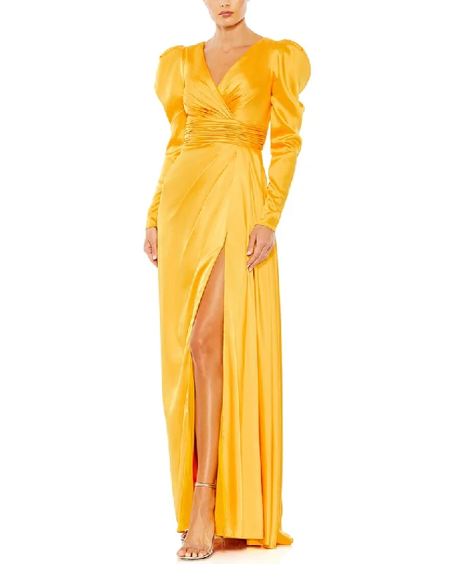 women's club dressesMac Duggal Faux Wrap A-Line Gown