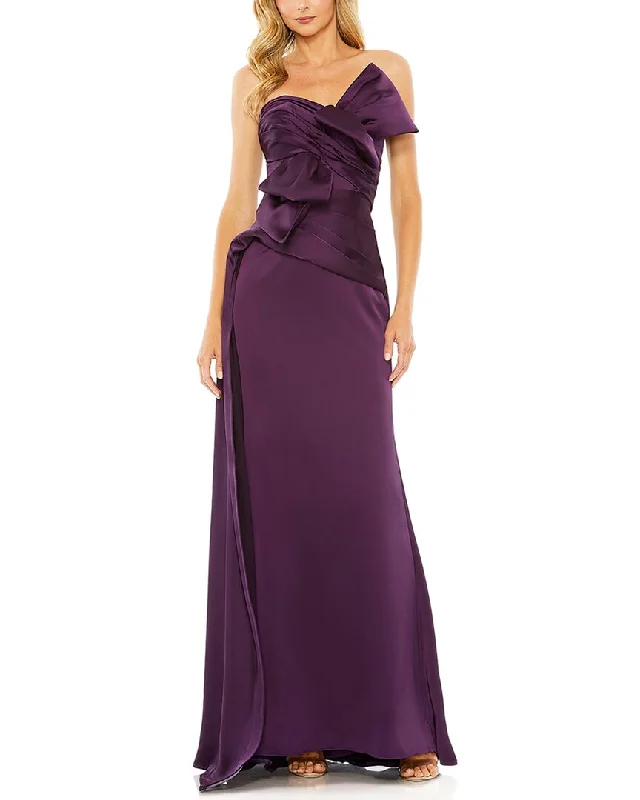 women's flowy dressesMac Duggal Strapless Bow Front Detailed Gown