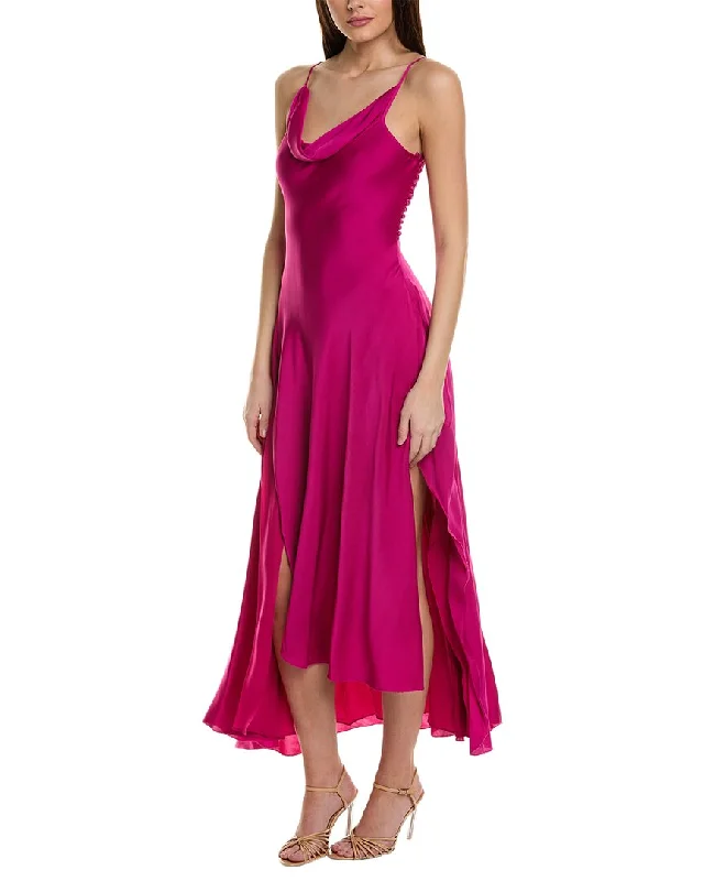 women's prom dressesNicholas Elsie Ruffle Slit Silk-Blend Gown