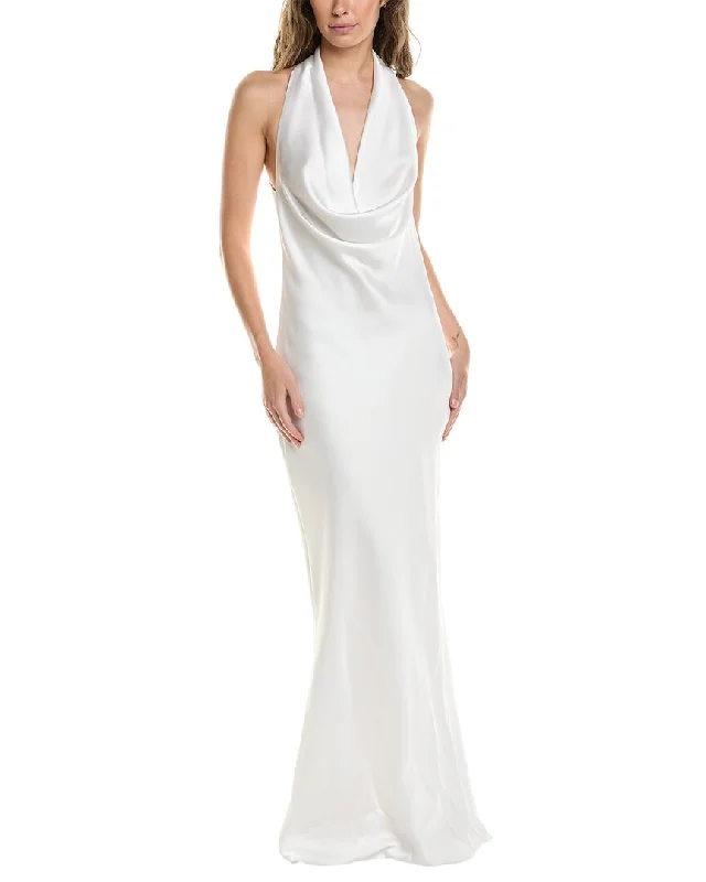 women's one-shoulder dressesNorma Kamali Halter Drape Bias Gown