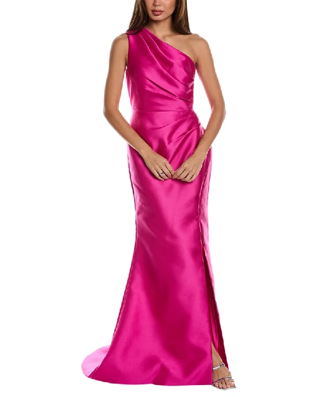 women's bow dressesRene Ruiz One-Shoulder Gown