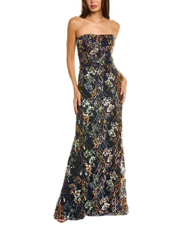 women's halter dressesRene Ruiz Strapless Embroidered Mermaid Gown