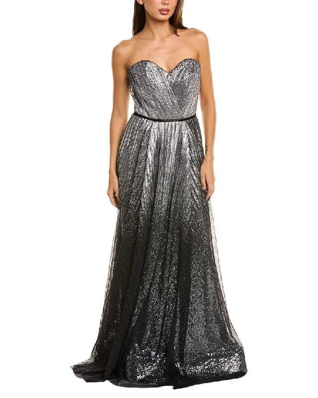 women's metallic dressesRene Ruiz Strapless Satin Mermaid Gown