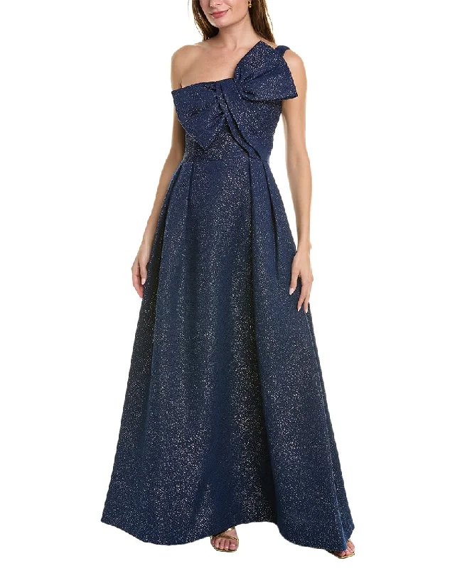 women's bespoke dressesTeri Jon by Rickie Freeman Metallic Jacquard Gown