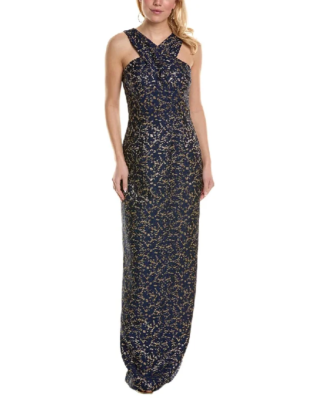 women's custom dressesTeri Jon by Rickie Freeman Metallic Jacquard Gown