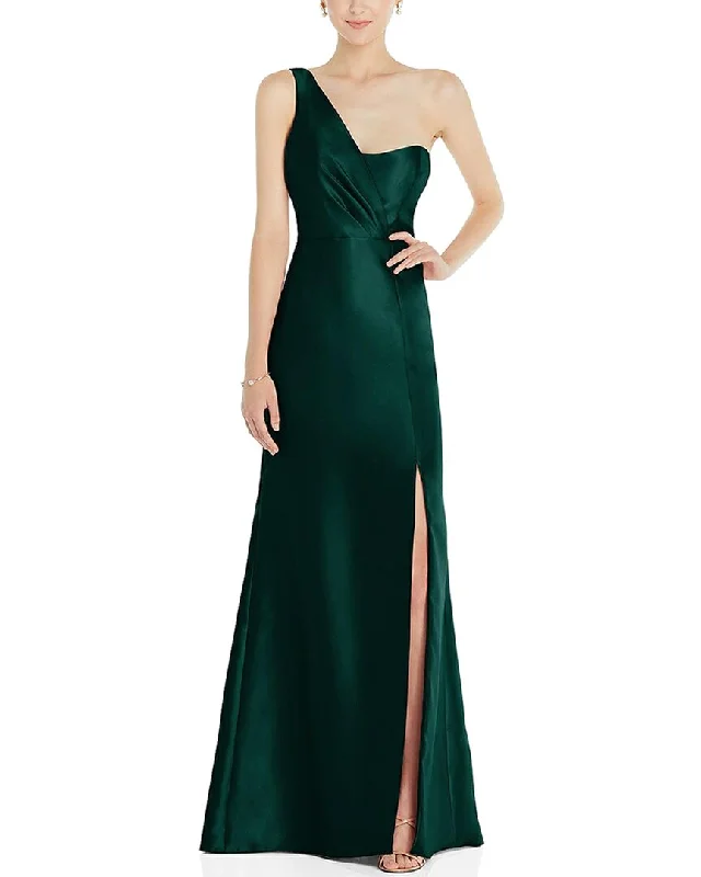 women's versatile dressesThe Dessy Group Off-The-Shoulder Satin Trumpet Gown